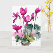 Carte Cyclamen - Fleurs aquarelles (Fleur jaune)