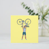 Carte Cyclist Lifting a Bicycle (Debout devant)