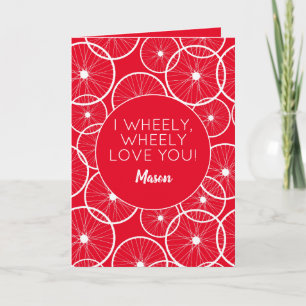 Carte Cycliste Je t'aime à roues