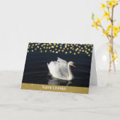 Carte Cygne avec des coeurs d'or (Fleur jaune)
