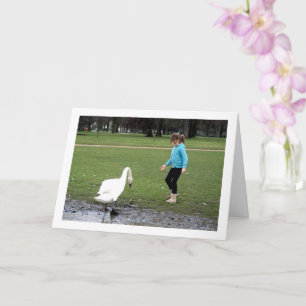 Carte Cygne avec enfant