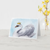 Carte Cygne blanc avec couronne d'or (Fleur jaune)