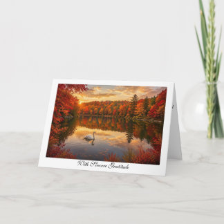 Carte Cygne dans le feuillage d'automne