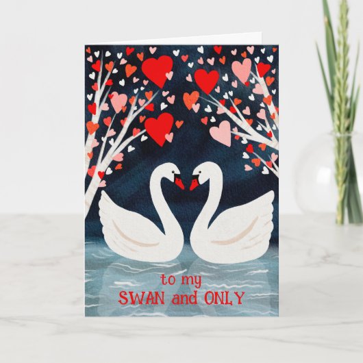 Carte Cygne et amour de la Saint-Valentin unique Oiseaux (Devant)