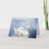 Carte Cygne floral blanc Joyeux anniversaire (Devant)