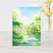 Carte Cygne Nature Étreinte (Fleur jaune)
