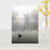 Carte "Cygne Noir Avec Plumes Blanches" (Fleur jaune)