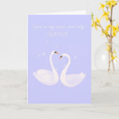 Carte Cygne romantique pour la Saint-Valentin  (Fleur jaune)