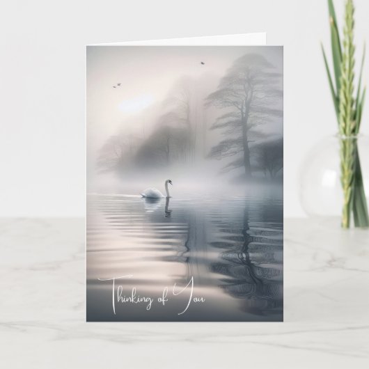 Carte Cygne Solitaire Sur Le Lac Misty Calme (Devant)
