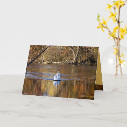 Carte Cygnes en automne (Fleur jaune)