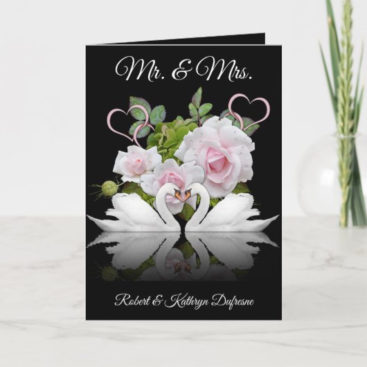 Carte Cygnes Personnalisés Mariage/Anniversaire (Devant)
