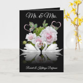 Carte Cygnes Personnalisés Mariage/Anniversaire (Fleur jaune)