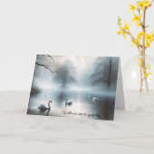 Carte Cygnes Sympathiques Sur Le Lac Misty (Fleur jaune)