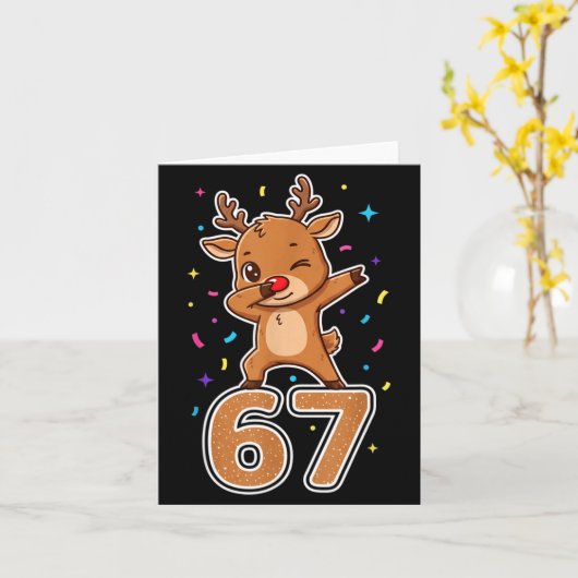 Carte Dabbing 67 Reindeer 67 Funny Six Seven Meme Gen Z (Fleur jaune)