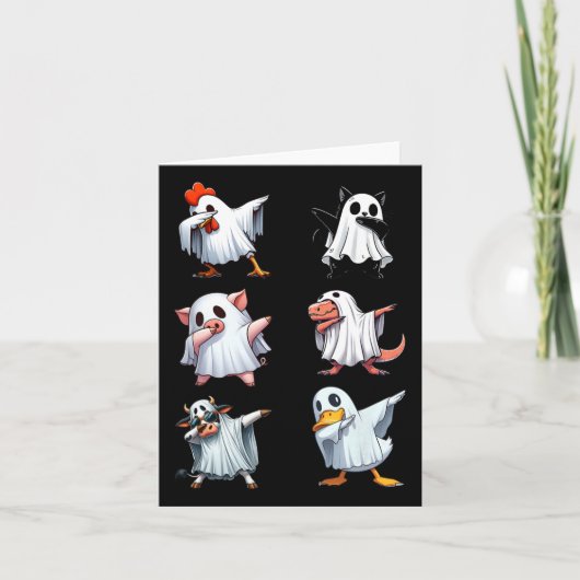 Carte Dabbing Animaux Ferme Halloween Ghost Costume drôl (Devant)
