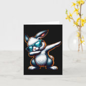 Carte Dabbing Bunny Funny Bunny de Pâques (Fleur jaune)