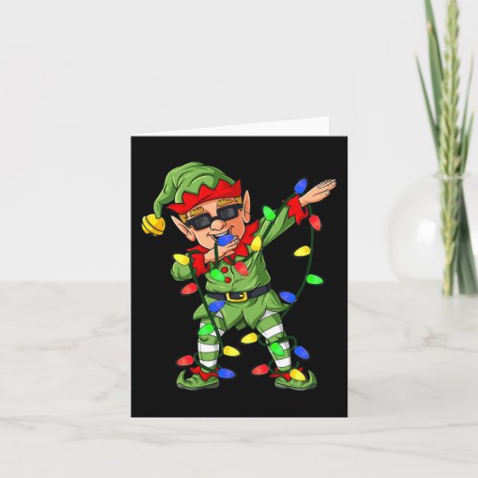 Carte Dabbing Elf Claus Christmas Tree Lights Garçons En (Devant)
