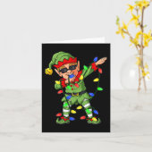 Carte Dabbing Elf Claus Christmas Tree Lights Garçons En (Fleur jaune)