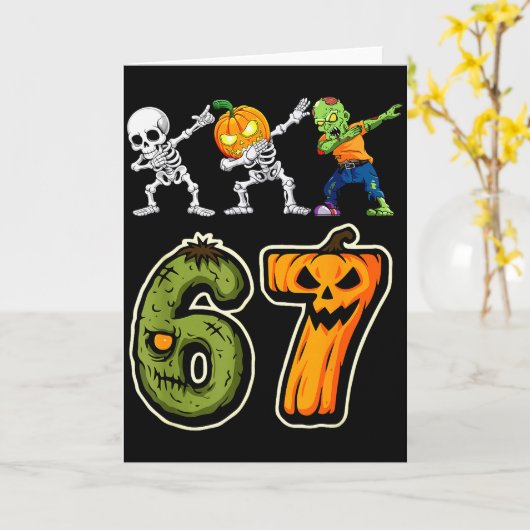 Carte Dabbing Halloween Boys Six Seven 67 Meme Funny Kid (Fleur jaune)