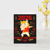 Carte Dabbing Horse Chinese New Year Of The Horse2026 (Fleur jaune)
