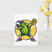 Carte Dabbing Pickle Dancing Cucumber Jouer Pickleball (Fleur jaune)