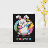 Carte Dabbing Rabbit Joyeux oeufs de lapin de Pâques Dab (Fleur jaune)