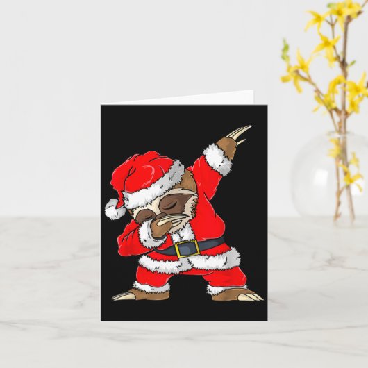 Carte Dabbing Santa Sloth Merry Slothmas Christmas Kids (Fleur jaune)