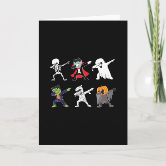 Carte Dabbing Skeleton Halloween, Halloween, garçons Dab (Devant)