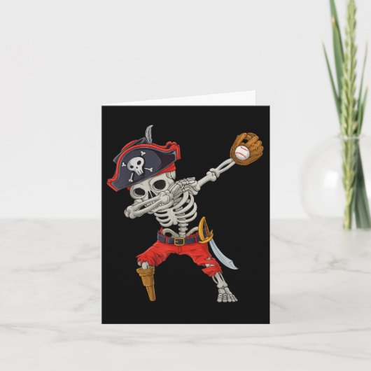 Carte Dabbing Skeleton Pirate Baseball Drôle Halloween S (Devant)