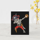 Carte Dabbing Skeleton Pirate Baseball Drôle Halloween S (Fleur jaune)