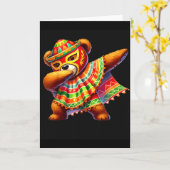 Carte Dabbing Teddy Bear Lucha Libre Cinco De Mayo Mexic (Fleur jaune)