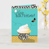 Carte d'abeille d'anniversaire (Fleur jaune)