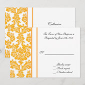 carte d'acceptation de mariage, damas jaune (Devant / Derrière)