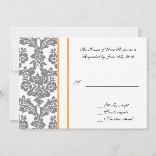 carte d'acceptation de mariage, damas noir (Devant)