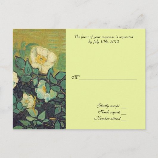 carte d'acceptation de mariage, van gogh avec rose (Devant)