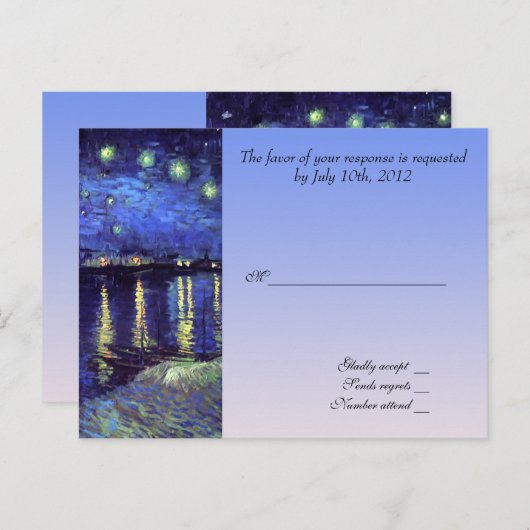 carte d'acceptation de mariage, van gogh nuit étoi (Devant / Derrière)