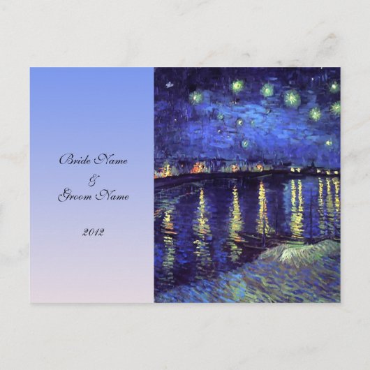 carte d'acceptation de mariage, van gogh nuit étoi (Dos)