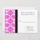 Carte d'acceptation mariage, damas rose (Devant)