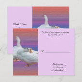 Carte d'acceptation mariage, deux oies blanches (Devant / Derrière)