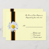 Carte d'acceptation mariage, fleur marguerite blan (Devant / Derrière)