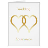 Carte d'acceptation mariage Gold Hearts (Devant)