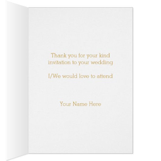 Carte d'acceptation mariage Gold Hearts (Intérieur (Droit))