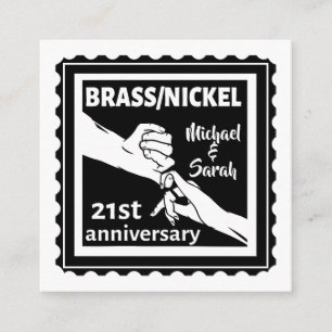 Carte D'accompagnement 21e anniversaire mariage laiton nickel traditionne