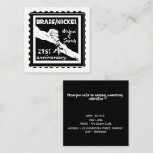 Carte D'accompagnement 21e anniversaire mariage laiton nickel traditionne (Devant / Derrière)