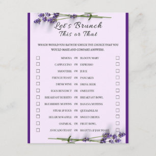 Carte D'accompagnement 2 en 1 Jeu de douche à brunch nuptial