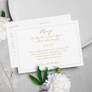 Carte D'accompagnement 2 Invité Chaud Mariage doré RSVP
