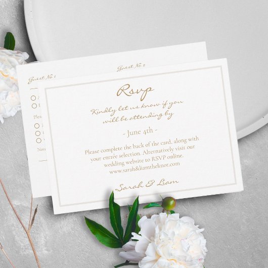 Carte D'accompagnement 2 Invité Chaud Mariage doré RSVP