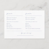 Carte D'accompagnement 2 Invité Floral Dusty Blue Wedding RSVP (Dos)