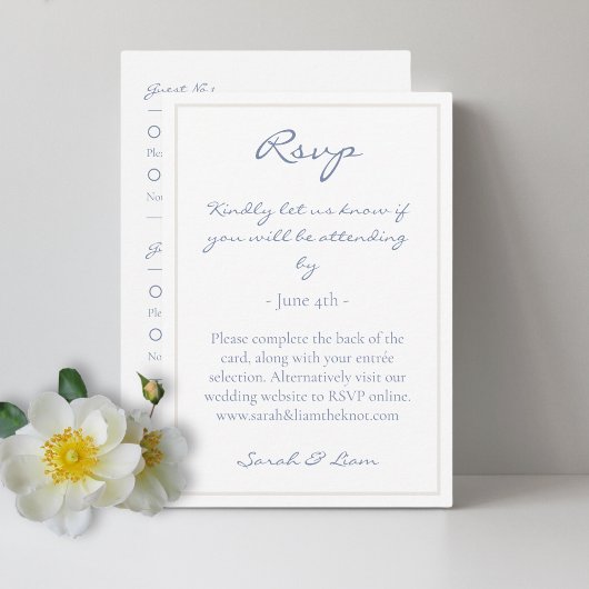 Carte D'accompagnement 2 Invité Floral Dusty Blue Wedding RSVP