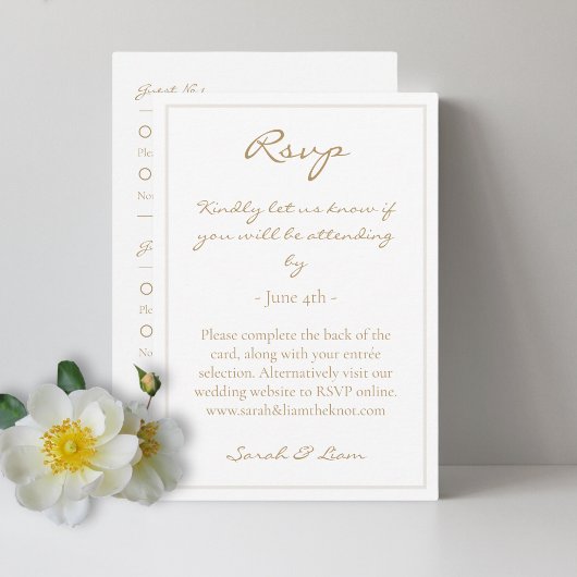 Carte D'accompagnement 2 Invités Chaud Doré Mariage Réponse